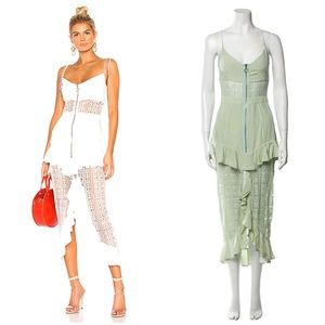 NWT For Love & Lemons Green Lovebird Lace Midi Dress size M